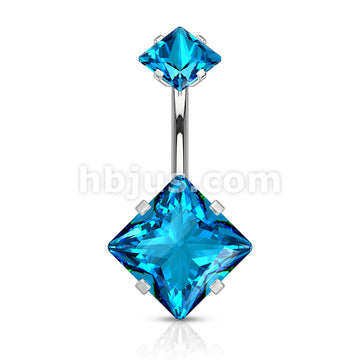 Square CZ Prong Set with Internal thread Top Double Jeweled 316L... - Image 7