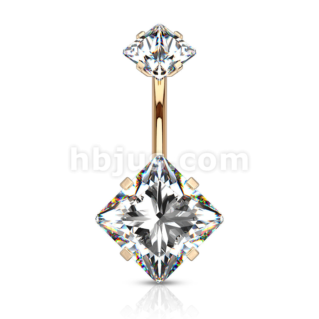 Square CZ Prong Set with Internal thread Top Double Jeweled 316L... - Image 8