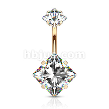 Square CZ Prong Set with Internal thread Top Double Jeweled 316L... - Image 8