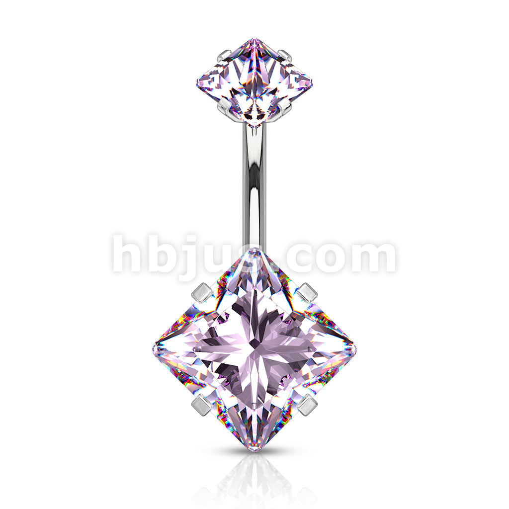 Square CZ Prong Set with Internal thread Top Double Jeweled 316L... - Image 9