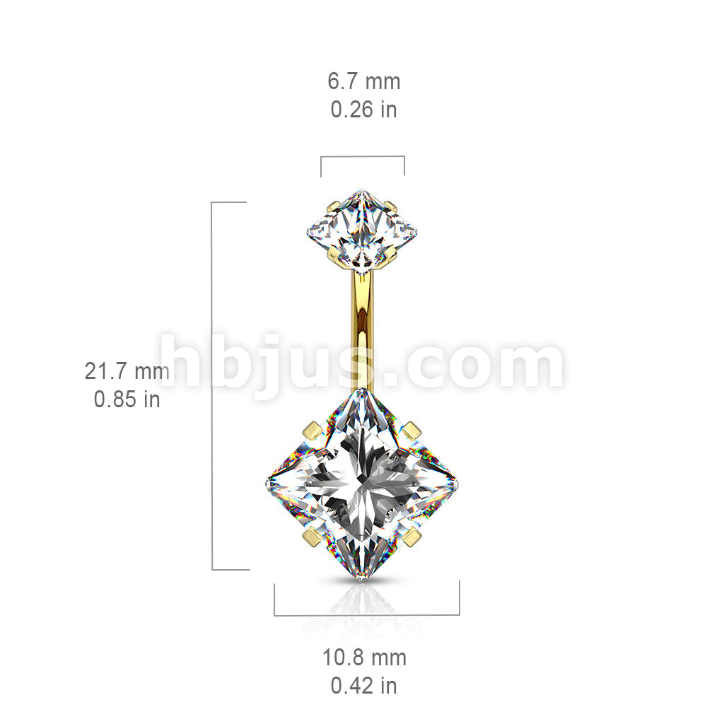 Square CZ Prong Set with Internal thread Top Double Jeweled 316L... - Image 10