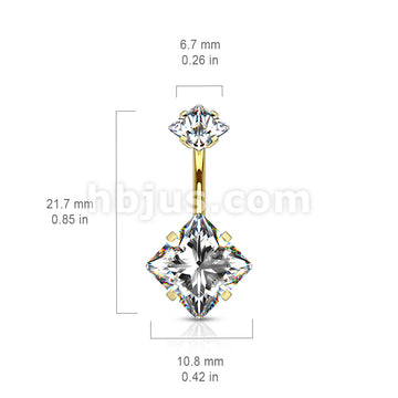Square CZ Prong Set with Internal thread Top Double Jeweled 316L... - Image 10