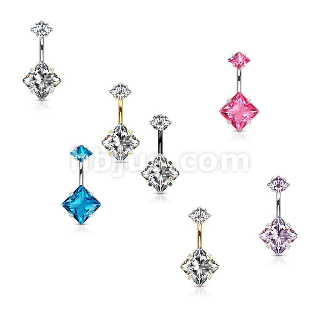 Square CZ Prong Set with Internal thread Top Double Jeweled 316L... - Image 11