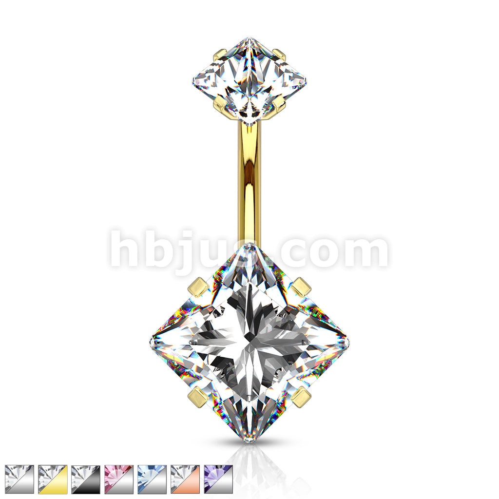 Square CZ Prong Set with Internal thread Top Double Jeweled 316L... - Image 2