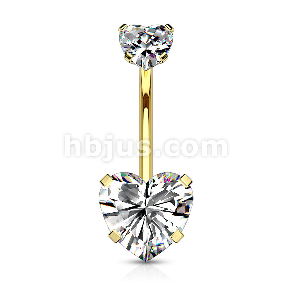 All 316L Surgical Steel Prong Set CZ Internal Thread Top Double Heart... - Image 4