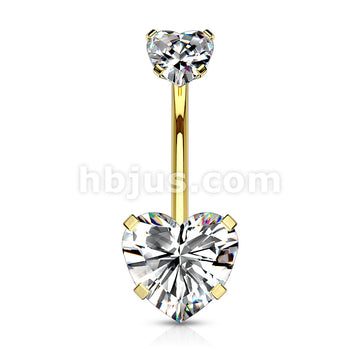All 316L Surgical Steel Prong Set CZ Internal Thread Top Double Heart... - Image 4