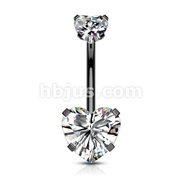 All 316L Surgical Steel Prong Set CZ Internal Thread Top Double Heart... - Image 5