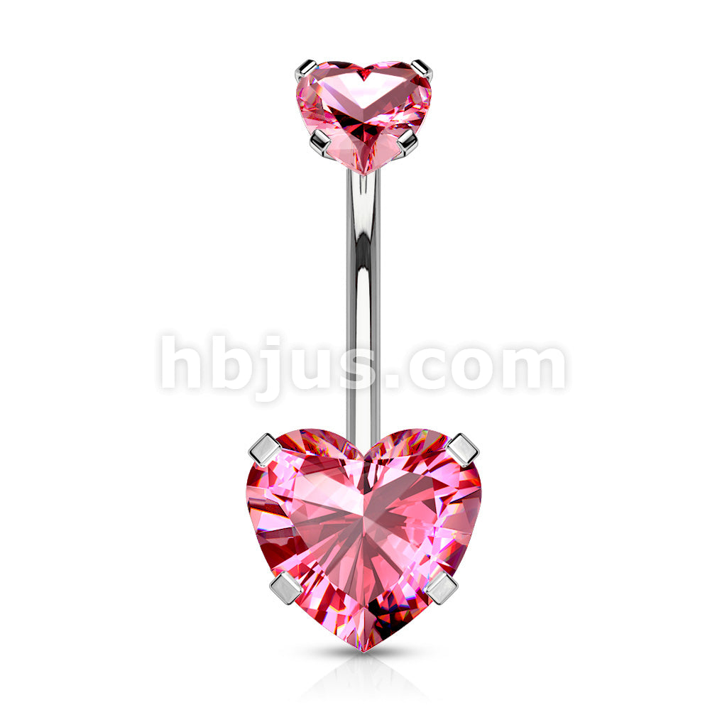 All 316L Surgical Steel Prong Set CZ Internal Thread Top Double Heart... - Image 6