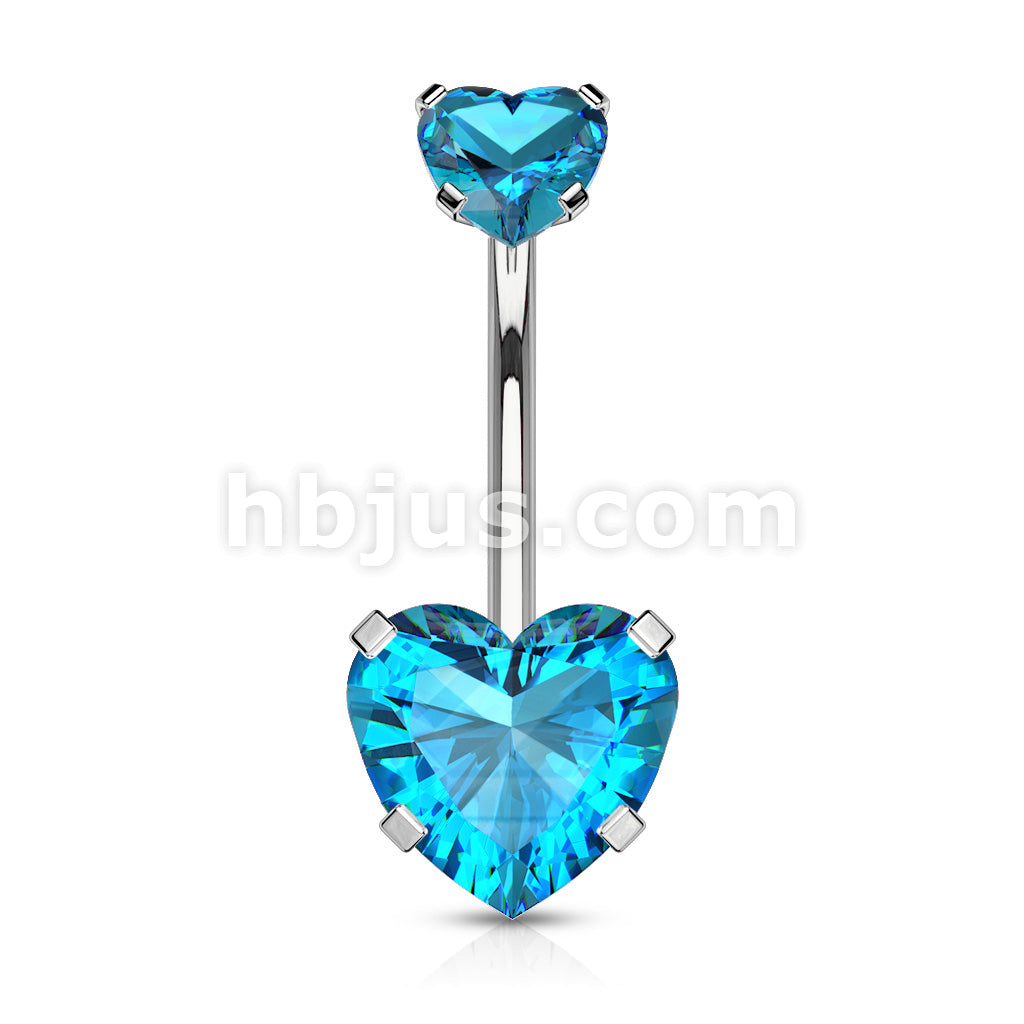 All 316L Surgical Steel Prong Set CZ Internal Thread Top Double Heart... - Image 7