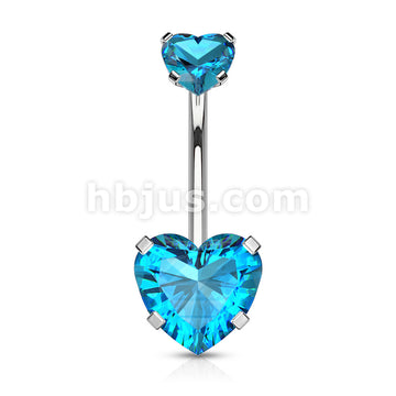 All 316L Surgical Steel Prong Set CZ Internal Thread Top Double Heart... - Image 7