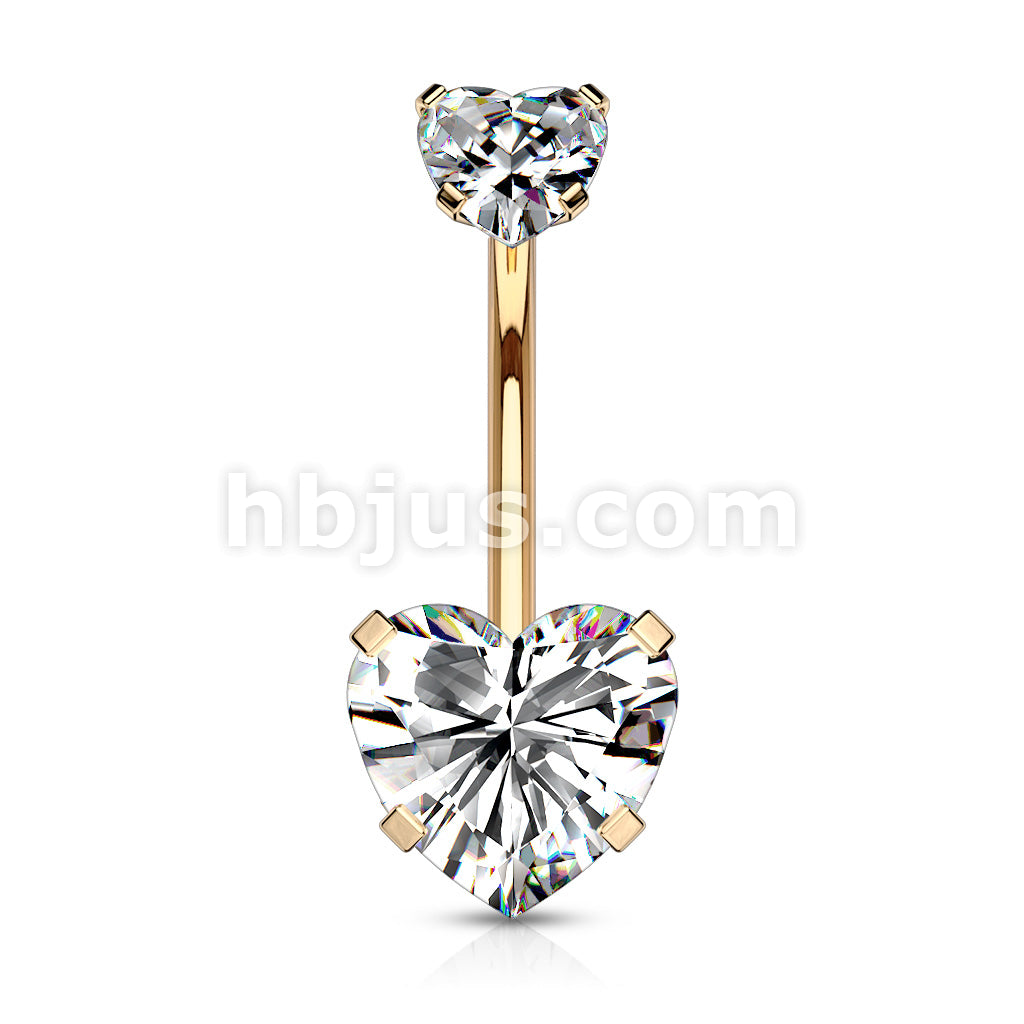 All 316L Surgical Steel Prong Set CZ Internal Thread Top Double Heart... - Image 8