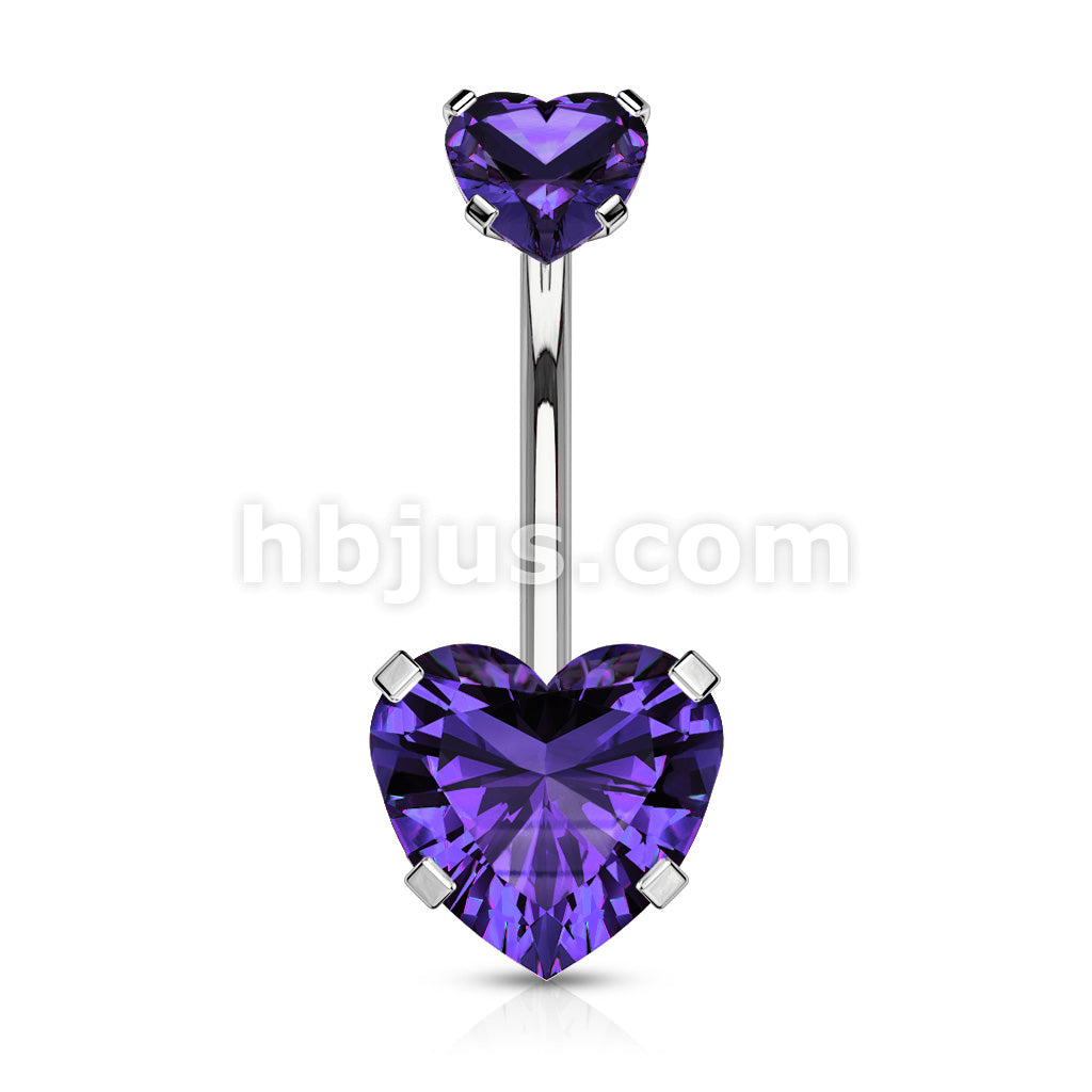 All 316L Surgical Steel Prong Set CZ Internal Thread Top Double Heart... - Image 9