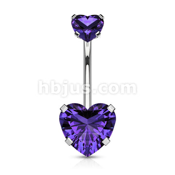 All 316L Surgical Steel Prong Set CZ Internal Thread Top Double Heart... - Image 9