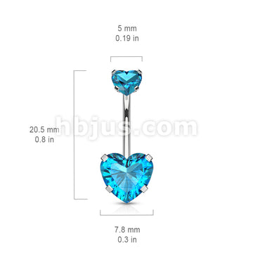 All 316L Surgical Steel Prong Set CZ Internal Thread Top Double Heart... - Image 10