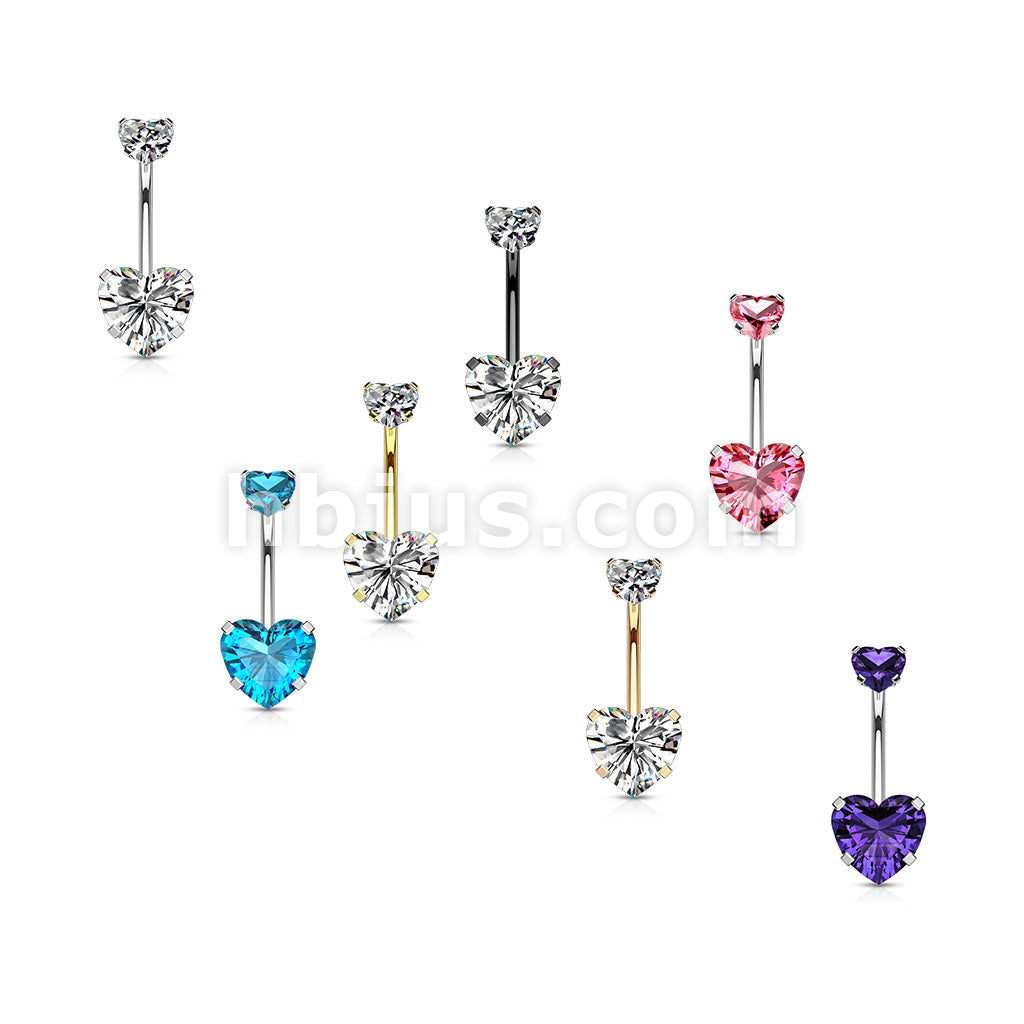 All 316L Surgical Steel Prong Set CZ Internal Thread Top Double Heart... - Image 11