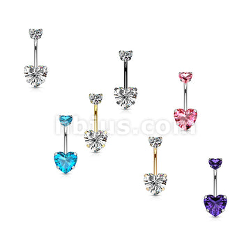 All 316L Surgical Steel Prong Set CZ Internal Thread Top Double Heart... - Image 11