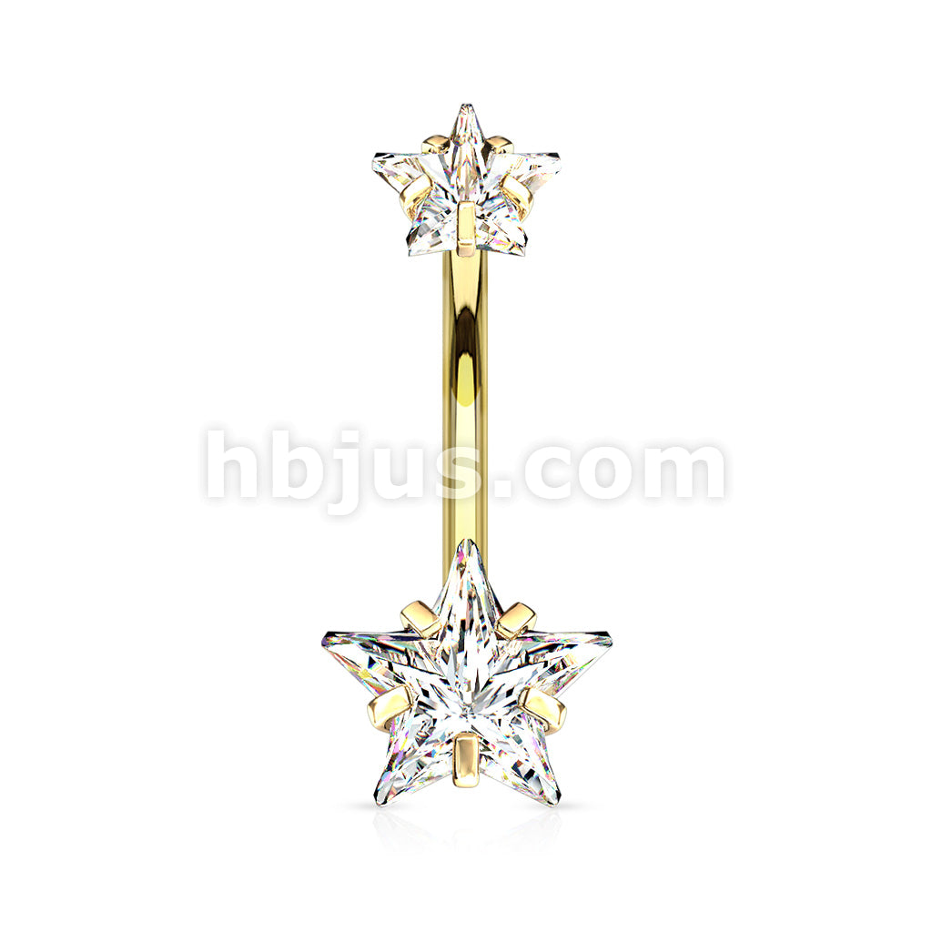 All 316L Surgical Steel Prong Set Double Star CZ Internally Threaded... - Image 4