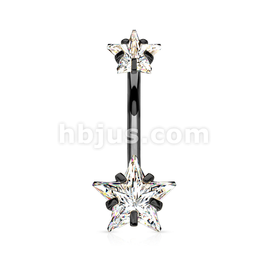 All 316L Surgical Steel Prong Set Double Star CZ Internally Threaded... - Image 5