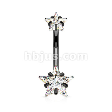 All 316L Surgical Steel Prong Set Double Star CZ Internally Threaded... - Image 5