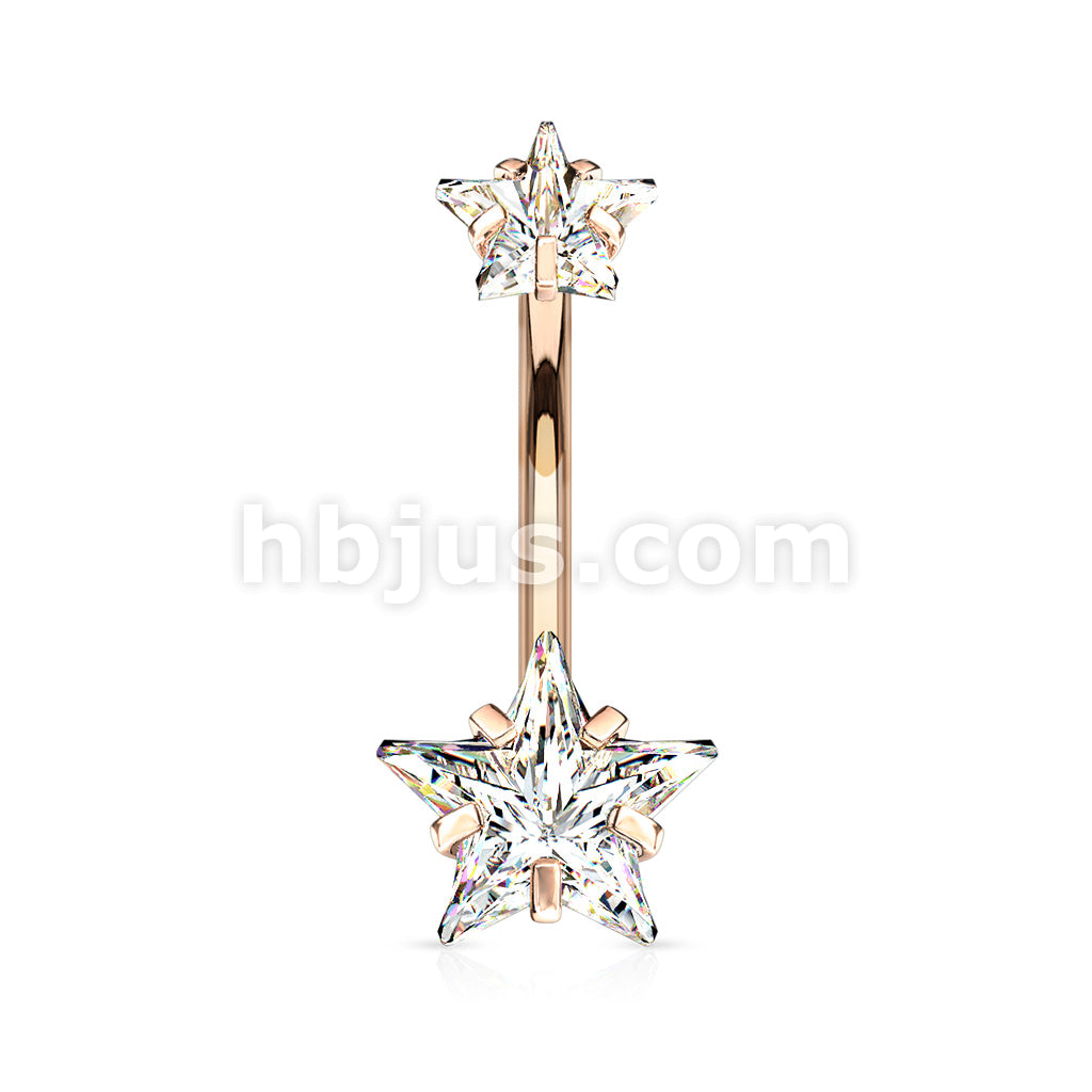 All 316L Surgical Steel Prong Set Double Star CZ Internally Threaded... - Image 6