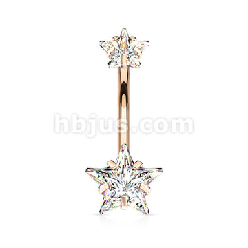 All 316L Surgical Steel Prong Set Double Star CZ Internally Threaded... - Image 6