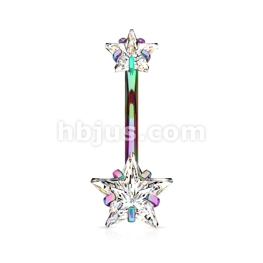 All 316L Surgical Steel Prong Set Double Star CZ Internally Threaded... - Image 7