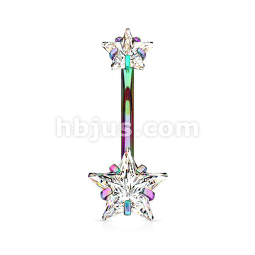 All 316L Surgical Steel Prong Set Double Star CZ Internally Threaded... - Image 7