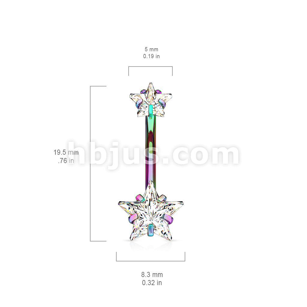 All 316L Surgical Steel Prong Set Double Star CZ Internally Threaded... - Image 8