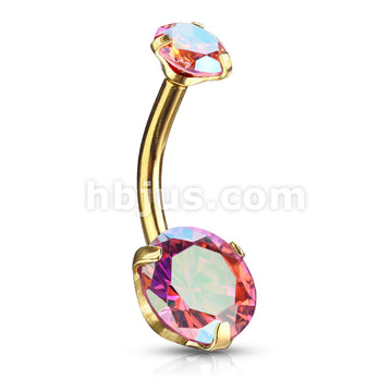 Round AB Zircon Prong Set Internally Threaded Top All 316L Surgical... - Image 7