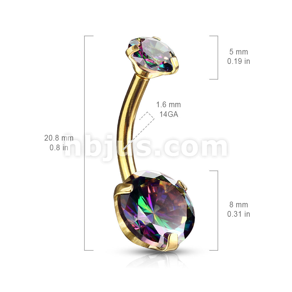 Round AB Zircon Prong Set Internally Threaded Top All 316L Surgical... - Image 15