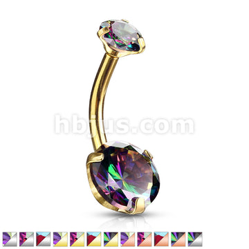 Round AB Zircon Prong Set Internally Threaded Top All 316L Surgical... - Image 2