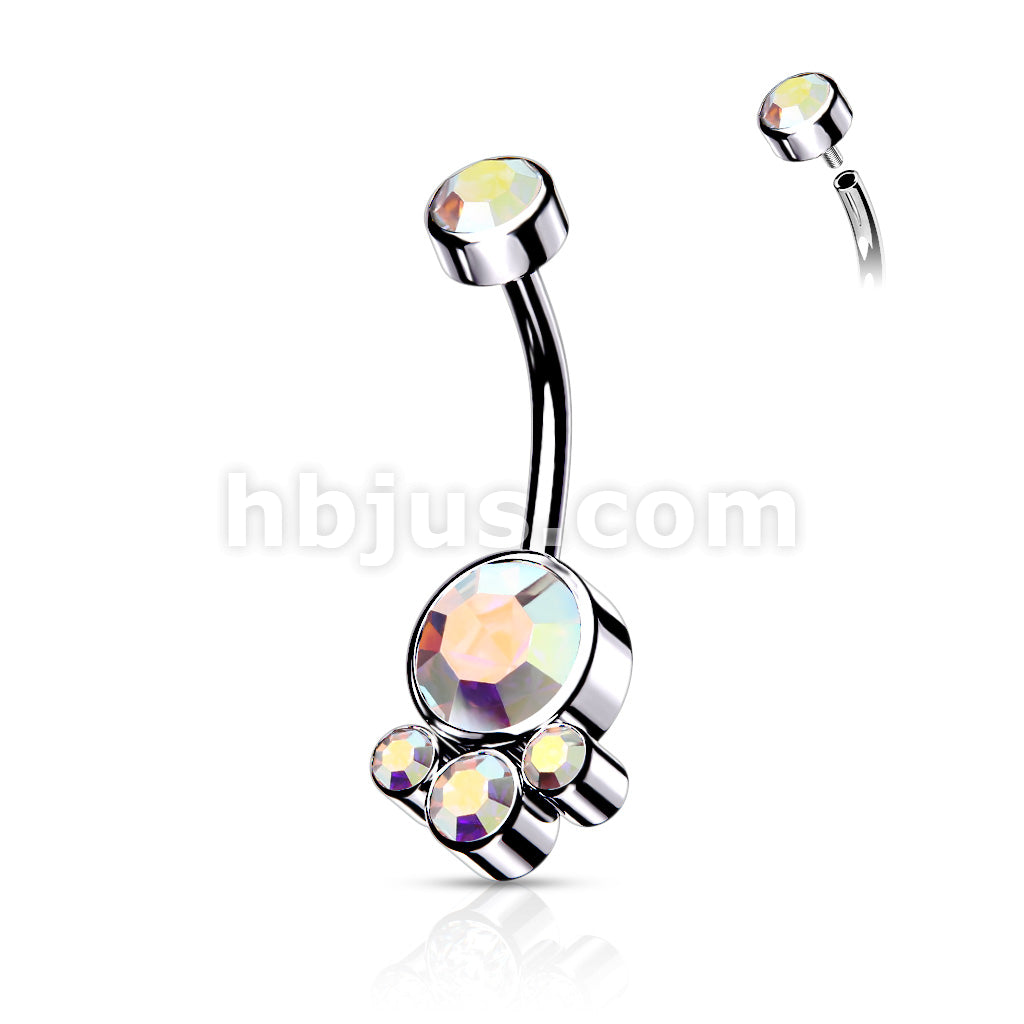 Round Cluster Crystal Stone Set with Zircon Set Internally Threaded Top... - Image 3