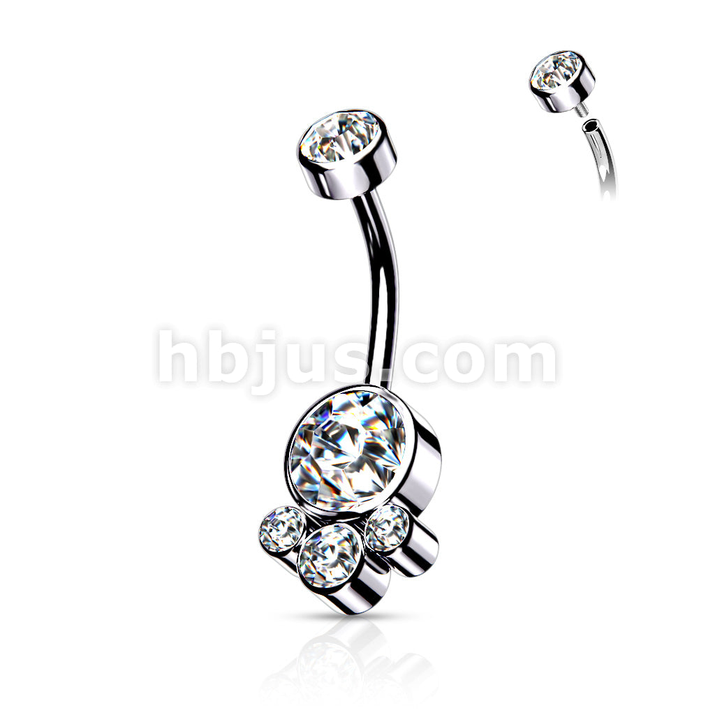 Round Cluster Crystal Stone Set with Zircon Set Internally Threaded Top... - Image 4