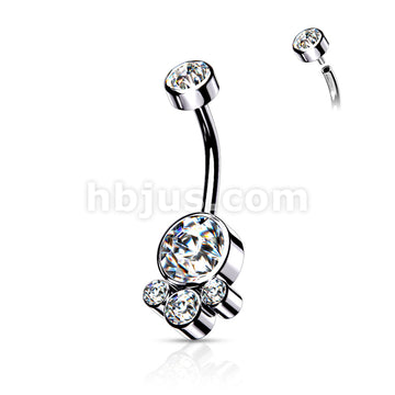 Round Cluster Crystal Stone Set with Zircon Set Internally Threaded Top... - Image 4