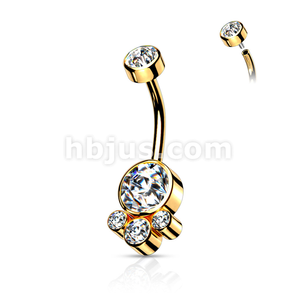 Round Cluster Crystal Stone Set with Zircon Set Internally Threaded Top... - Image 5