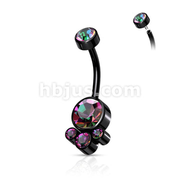 Round Cluster Crystal Stone Set with Zircon Set Internally Threaded Top... - Image 6