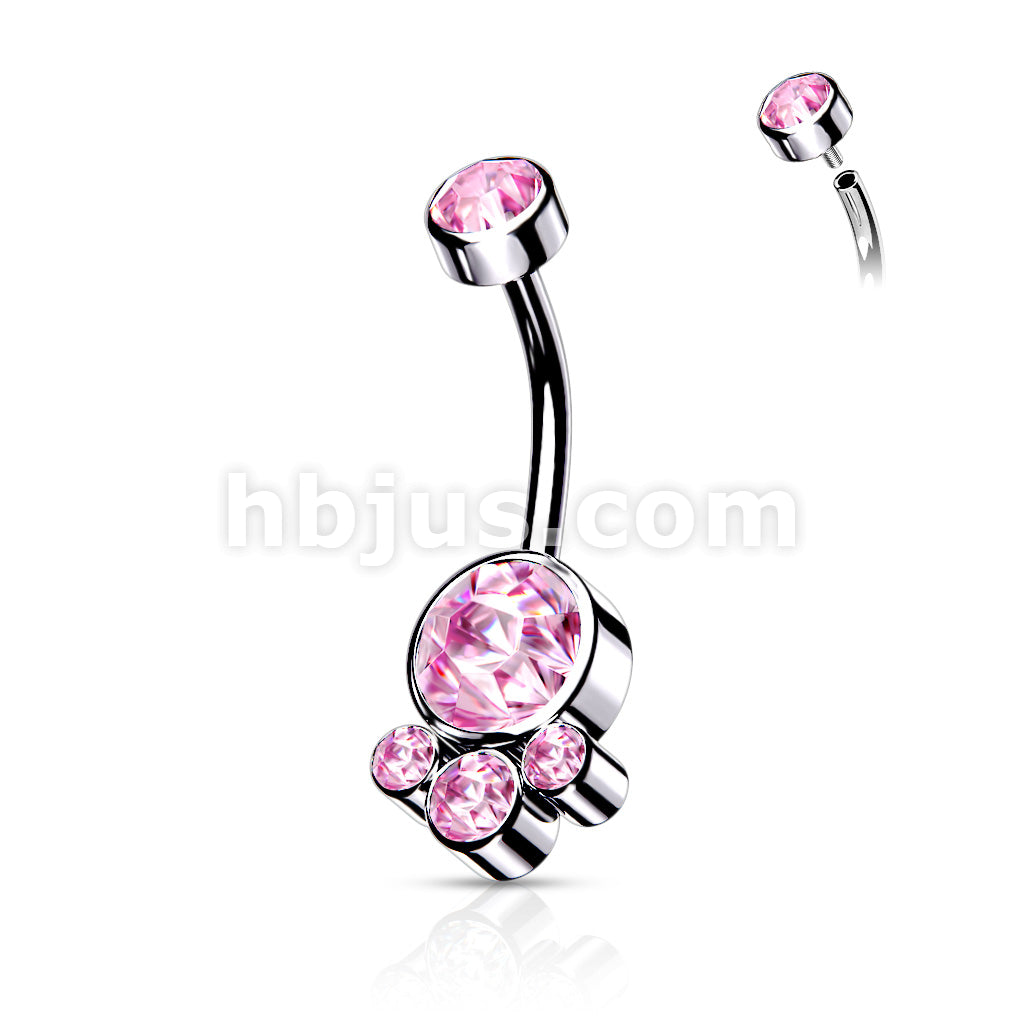 Round Cluster Crystal Stone Set with Zircon Set Internally Threaded Top... - Image 7