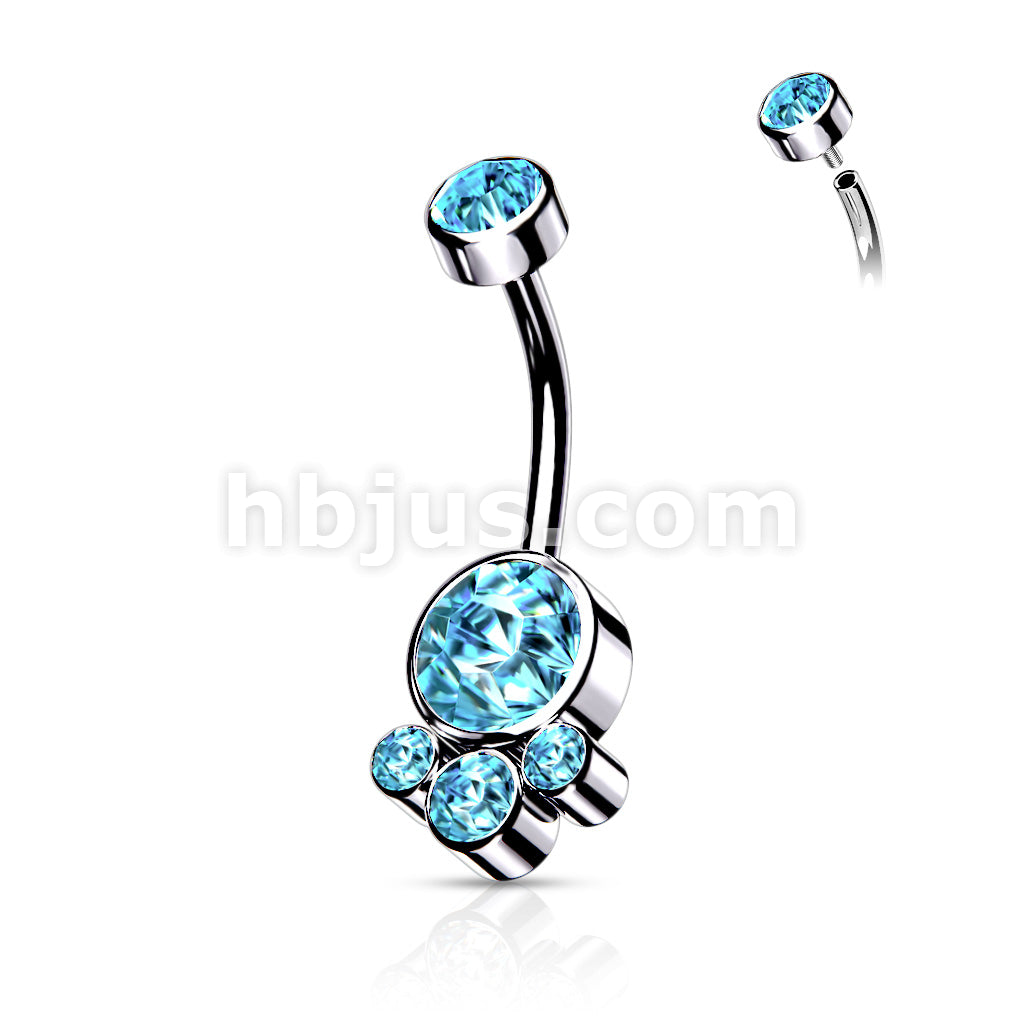 Round Cluster Crystal Stone Set with Zircon Set Internally Threaded Top... - Image 8
