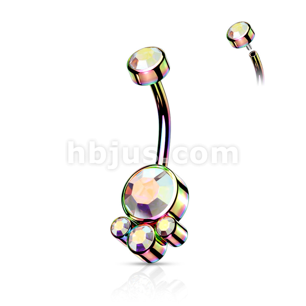 Round Cluster Crystal Stone Set with Zircon Set Internally Threaded Top... - Image 10