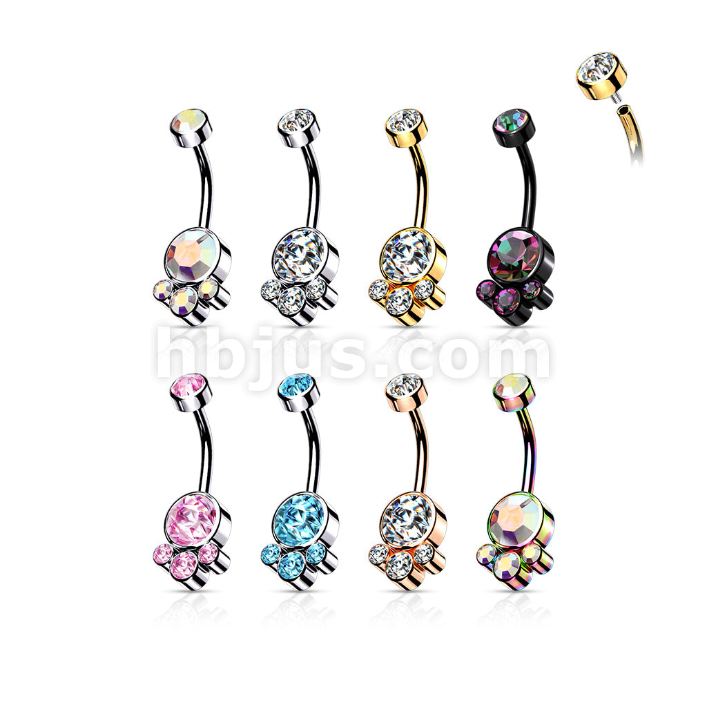 Round Cluster Crystal Stone Set with Zircon Set Internally Threaded Top... - Image 12