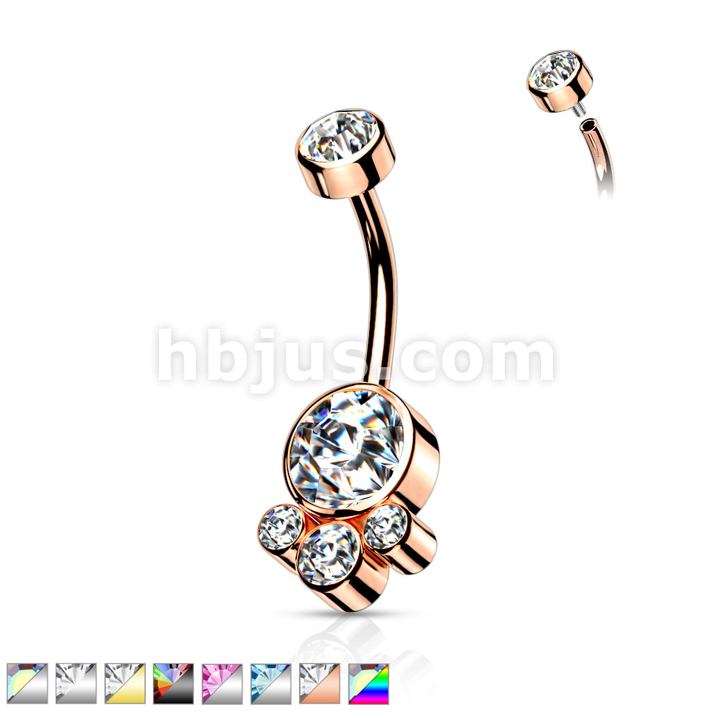 Round Cluster Crystal Stone Set with Zircon Set Internally Threaded Top... - Image 2