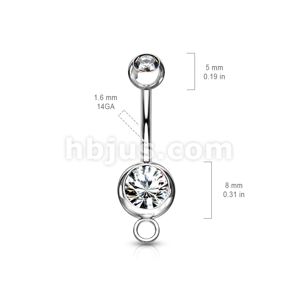 Double Press Fit Gem 316L Surgical SteelNavel Ring w/Steel Hoop - Image 12