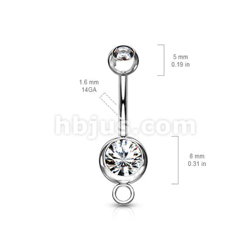 Double Press Fit Gem 316L Surgical SteelNavel Ring w/Steel Hoop - Image 12