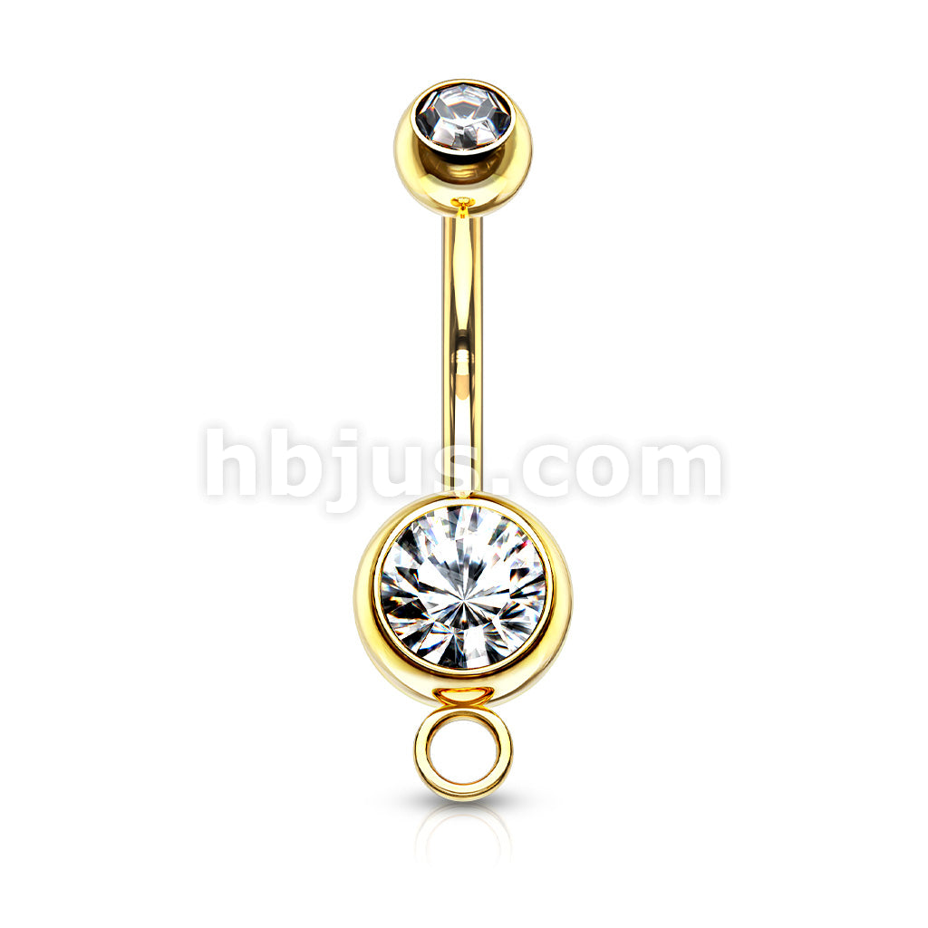 316L Surgical Steel Double Jeweled With O-Ring for Add on Dangle Belly... - Image 2
