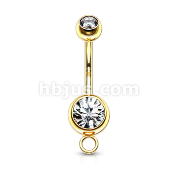 316L Surgical Steel Double Jeweled With O-Ring for Add on Dangle Belly... - Image 2
