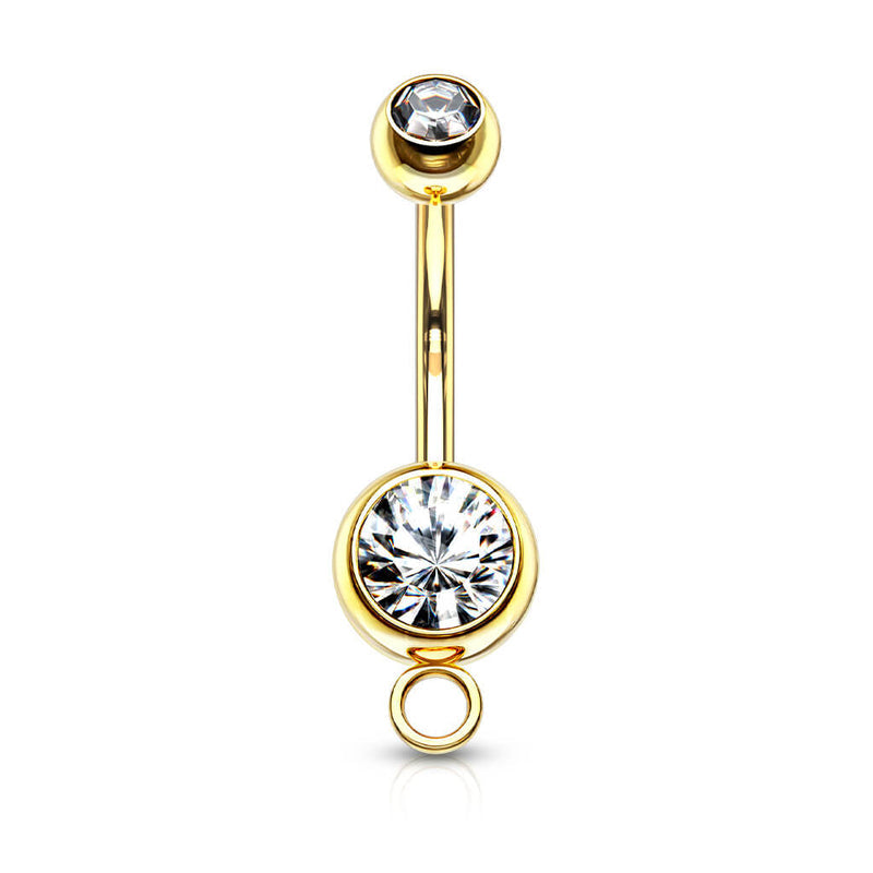 316L Surgical Steel Double Jeweled With O-Ring for Add on Dangle Belly...