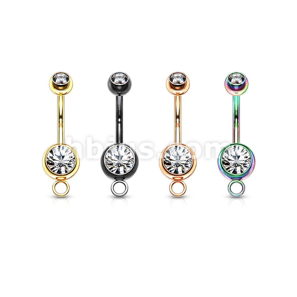316L Surgical Steel Double Jeweled With O-Ring for Add on Dangle Belly... - Image 7