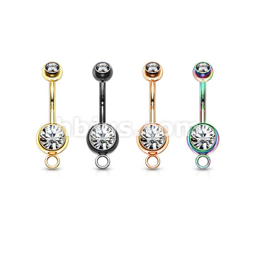 316L Surgical Steel Double Jeweled With O-Ring for Add on Dangle Belly... - Image 7