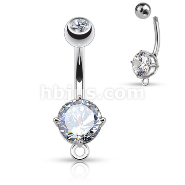 316L Surgical Steel 316L Surgical Steel Round CZ Prong Set O-Ring for... - Image 2