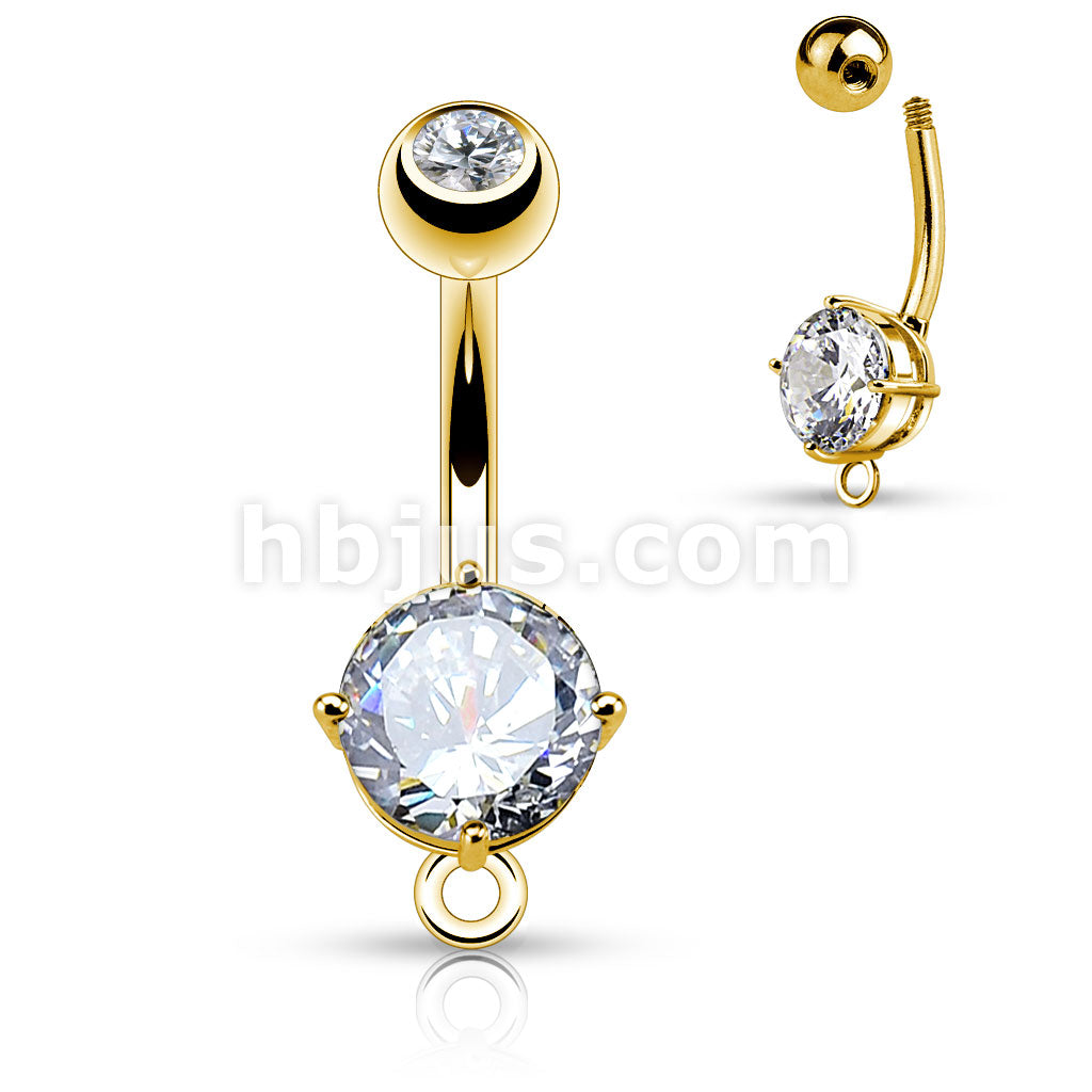 316L Surgical Steel 316L Surgical Steel Round CZ Prong Set O-Ring for... - Image 3